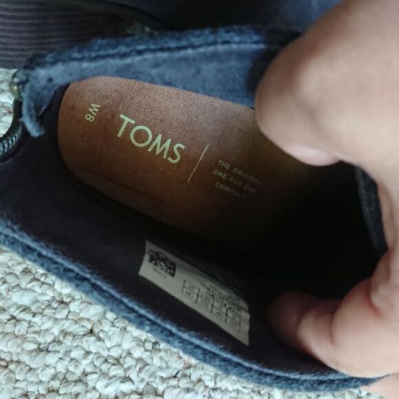 Toms Gray Suede Wool Blend Stacked Heel Ankle Bootie size 8 - Picture 11 of 15